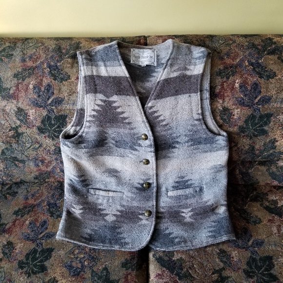 Razzle Dazzle Jackets & Blazers - Aztec pattern, SW style, warm, wool vest/waist coat, M, vintage 90s, browns/grey